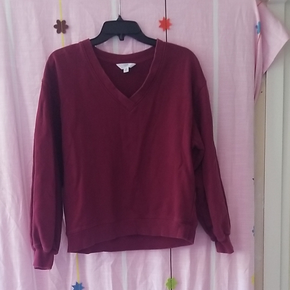 Time and Tru Women's V-Neck Sweater - Deep Red - Picture 1 of 3